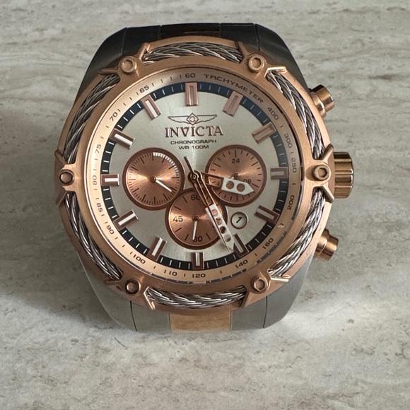 Invicta Rose Gold and Silver Chronograph Watch